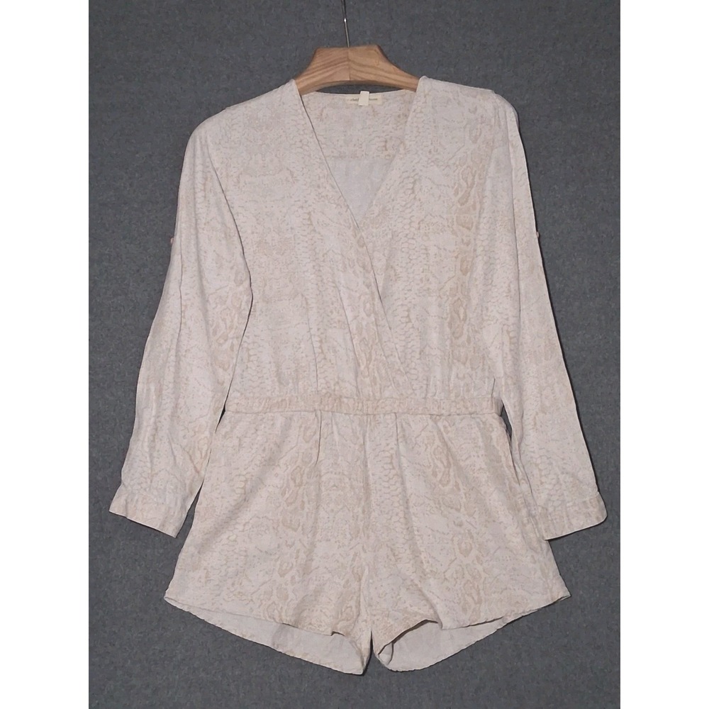 Anthropologie Cloth & Stone Dahl Romper Linen Blend Size Small Snake Print USA